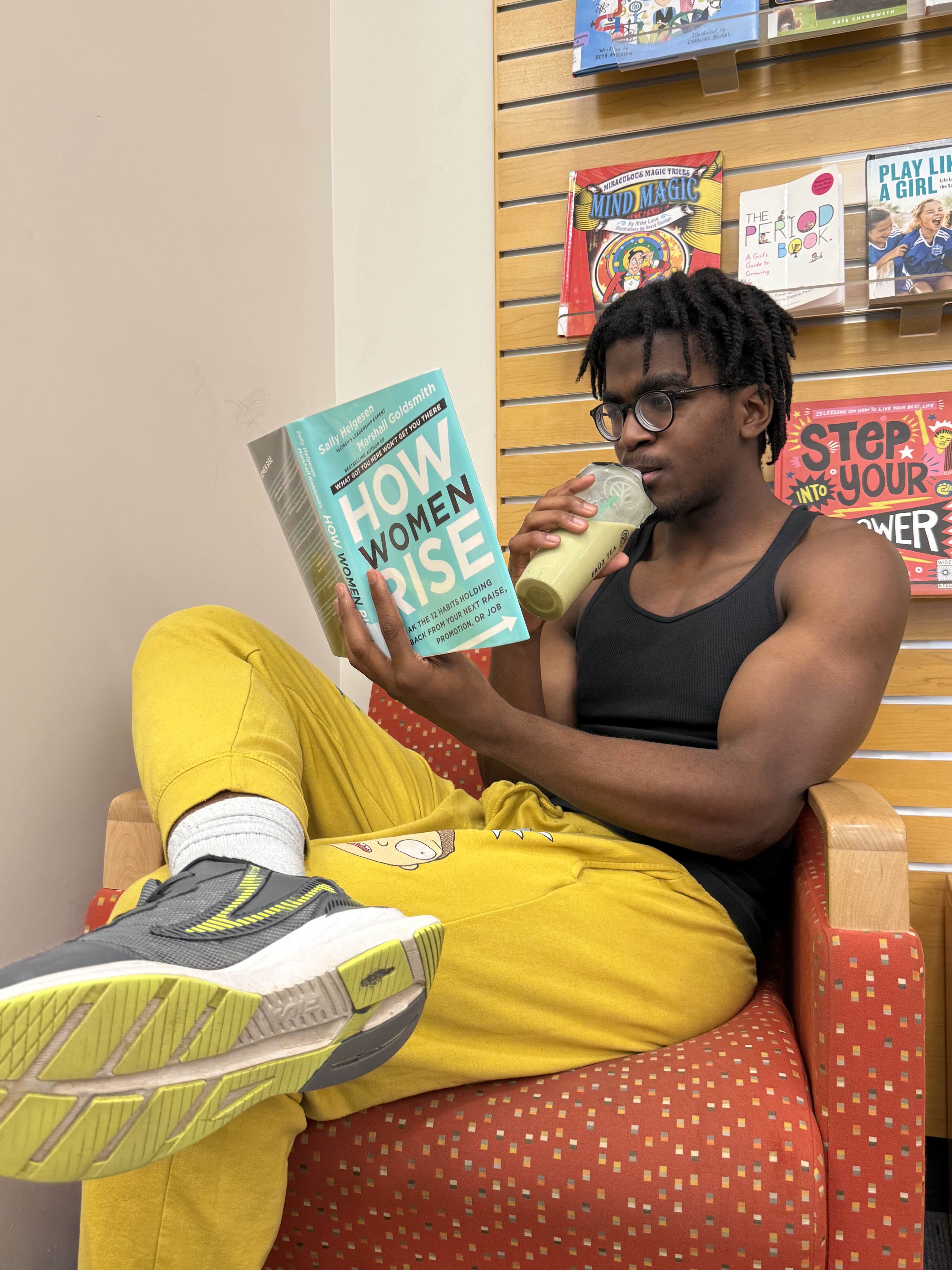 Graduation post with matcha and a book